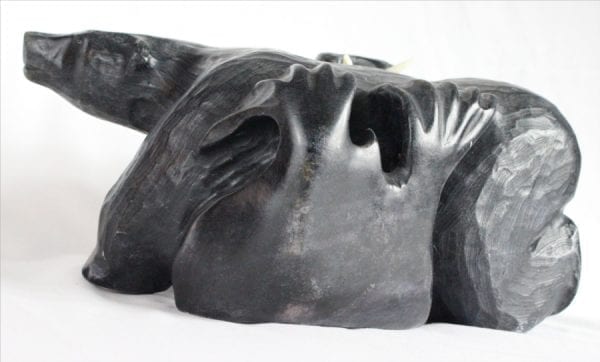 Inuit carving of walrus and bear by Mark Tertiluk