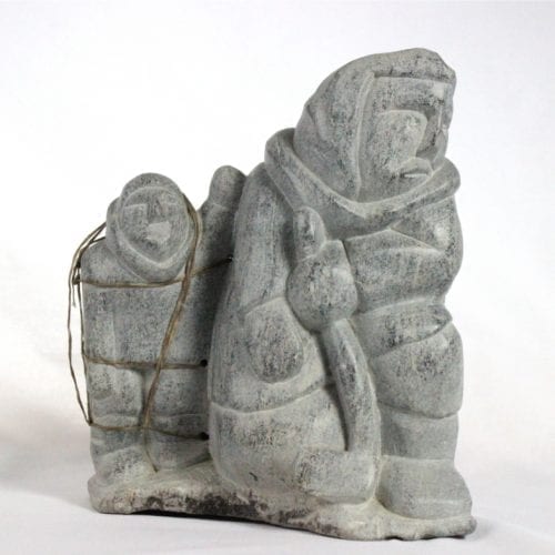 Inuit carving of giant and man by Aisa Amittuk