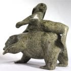 Inuit carving of Sedna and Bear by Kakee Nineosiak