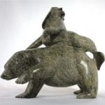 Inuit carving of Sedna and Bear by Kakee Nineosiak