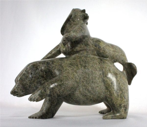 Inuit carving of Sedna and Bear by Kakee Nineosiak