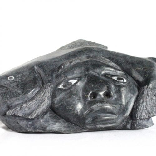 Inuit carving of Head with Fish and Seal by Davidee Nastapoka