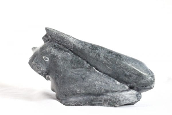 Inuit carving of Head with Fish and Seal by Davidee Nastapoka