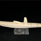 Inuit Carving of Hunter and Kayak in Ivory