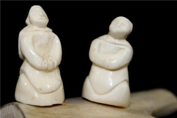 Inuit Carving of Two Women by Bruce Kringa