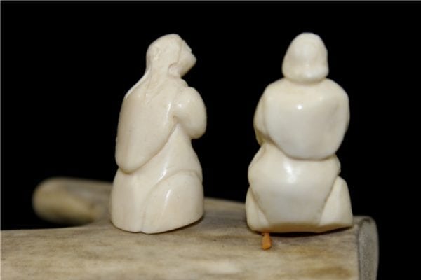 Inuit Carving of Two Women by Bruce Kringa