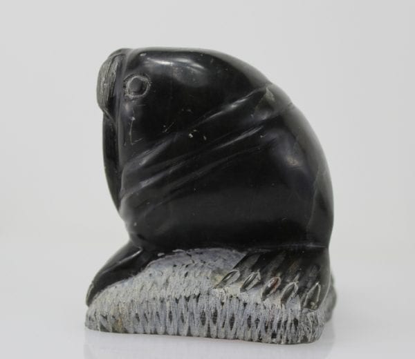 Carving of a walrus on a rock, by unknown Inuit Artist