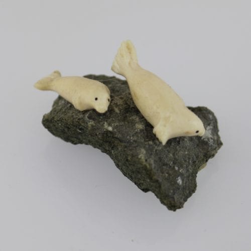 Ivory Seals carved by Inuit artist Maria K