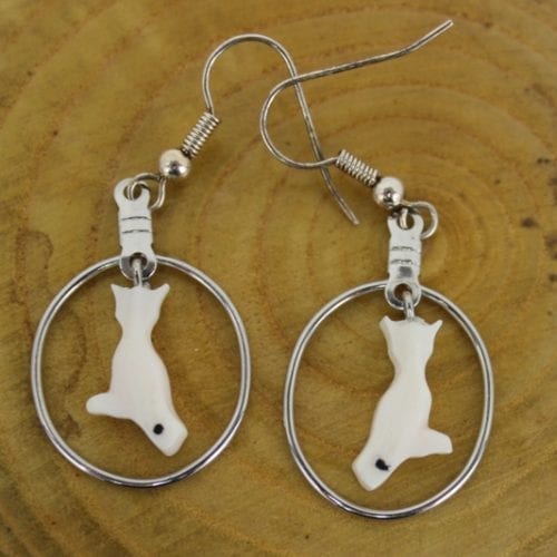 Beautiful ivory seal earrings by Sandi Maniapik an Inuit artist from Pangnirtung