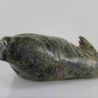 Gorgeous serpentine carving of a walrus with a calf by Peter Parr, an Inuit artist from Cape Dorset