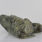 Gorgeous serpentine carving of a walrus with a calf by Peter Parr, an Inuit artist from Cape Dorset