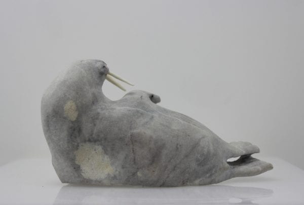 Stunning grey walrus carved by Bart Hanna