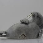 Stunning grey walrus carved by Bart Hanna