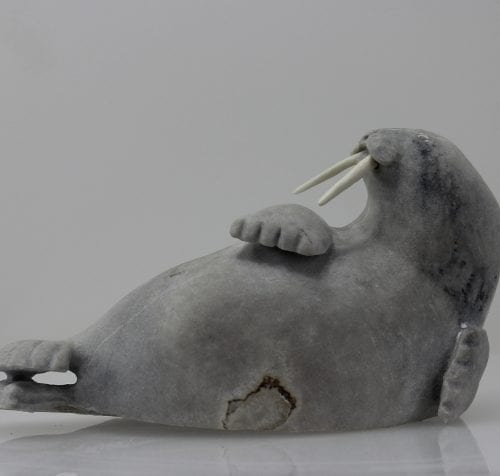 Stunning grey walrus carved by Bart Hanna
