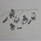 Children sliding, a wonderful print by David Omingmak, an Inuit artist from Holman