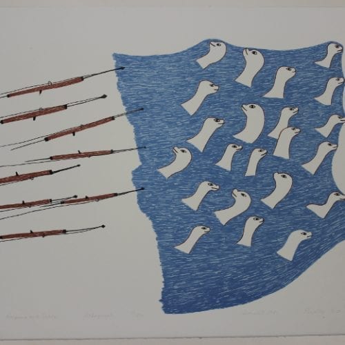 Harpoons and Seals by Pudlo Pudlat, renowned Inuit artist from Cape Dorset