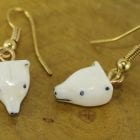 Cute polar bear earrings by Gilbert Inukpuk, an Inuit artist from Umiujaq