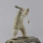 Shaman Bear by Louie Makkituq is a phenomenal carving in cream stone. A striking piece.