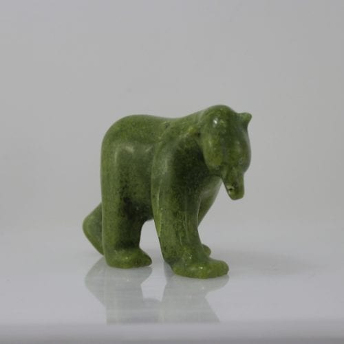 Gorgeous green bear carved by Simeonie Killiktee, an artist from Kimmirut.