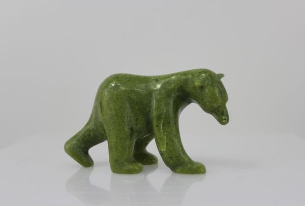 Gorgeous green bear carved by Simeonie Killiktee, an artist from Kimmirut.