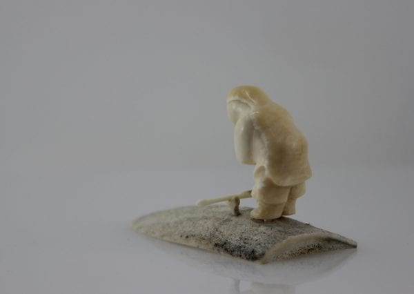 Gorgeous bone and Ivory hunter carved by Maria Kukkurak, an Inuit artist from Kugaaruk.