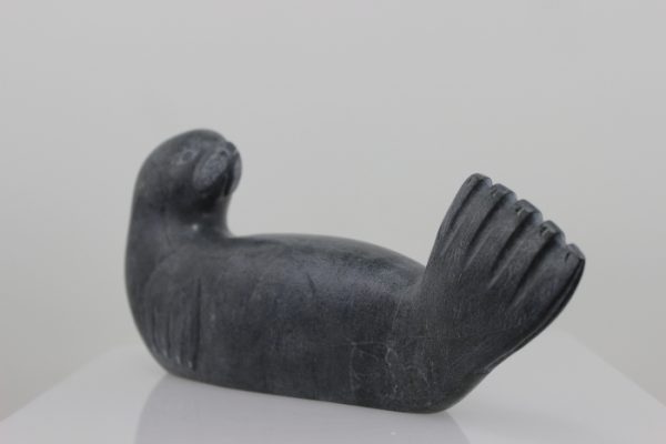 Seal by Nowra Echalook from Inukjuak in grey stone