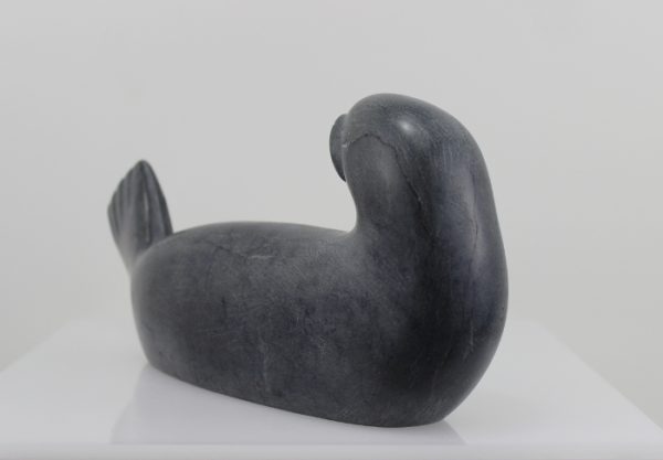 Seal by Nowra Echalook from Inukjuak in grey stone