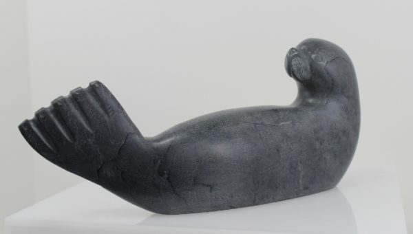 Seal by Nowra Echalook from Inukjuak in grey stone