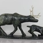 Caribou with Calf by Pootoogook Jaw from Kinngait - Cape Dorset