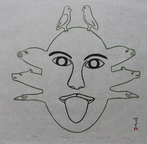Print of Mask by Enooky Oqutaq from Cape Dorset