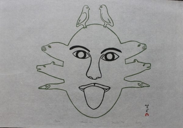 Print of Mask by Enooky Oqutaq from Cape Dorset