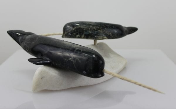 Narwhals by Pitseolak Qimirpik from Kinngait/Cape Dorset