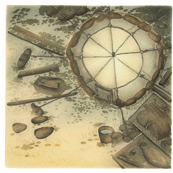 Print: Camp Site by Shuvinai Ashoona from Kinngait/Cape Dorset