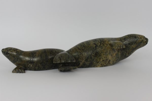 Seal with Pup by Ejetsiak Pitsiulak from Cape Dorset/Kinngait