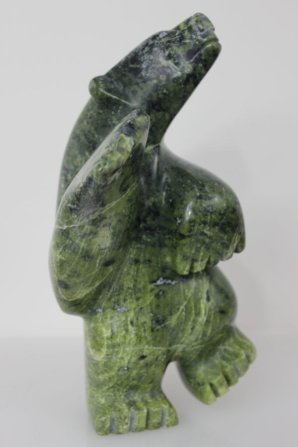 Green Serpentine Dancing Bear by Sapa Ashoona from Cape Dorset/Kinngait