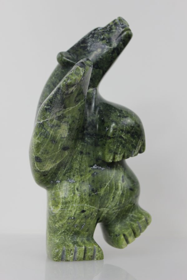 Green Serpentine Dancing Bear by Sapa Ashoona from Cape Dorset/Kinngait