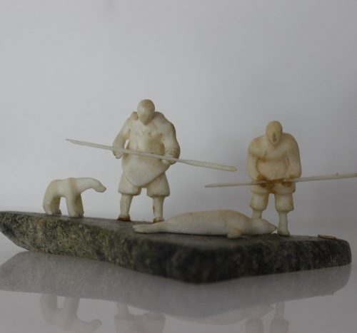 Miniature Family Hunting Scene by Mark Tungilik from Repulse Bay/Naujaat