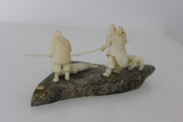 Miniature Family Hunting Scene by Mark Tungilik from Repulse Bay/Naujaat