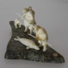 Miniature Family Hunting Scene by Mark Tungilik from Repulse Bay/Naujaat