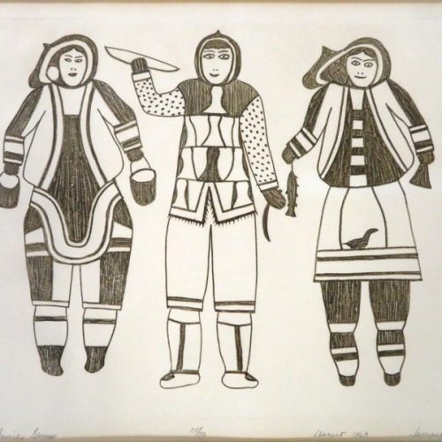 Print Titled Family Group by Jamasie Teevee from Cape Dorset/Kinngait