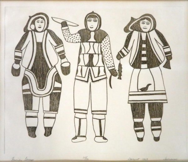Print Titled Family Group by Jamasie Teevee from Cape Dorset/Kinngait