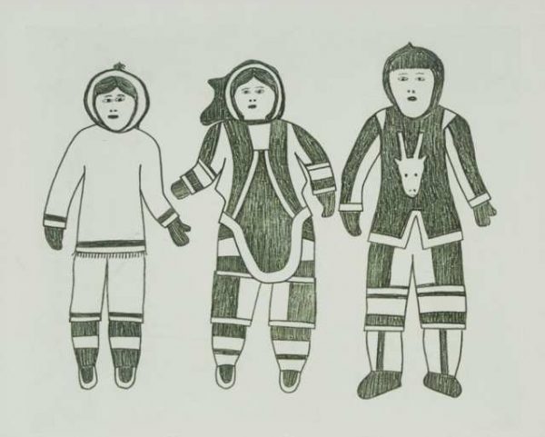 Print of Playmates by Jamasie Teevee from Cape Dorset/Kinngait
