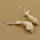 Pair of Ivory Earrings of Whales by Isabelle Kridluar from repulse Bay / Naujaat