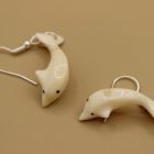 Pair of Ivory Earrings of Whales by Isabelle Kridluar from repulse Bay / Naujaat