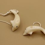 Pair of Ivory Earrings of Whales by Isabelle Kridluar from repulse Bay / Naujaat