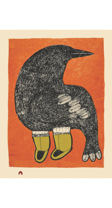 Painted Raven by Ningiukulu Teevee from the 2022 Dorset Print Collection