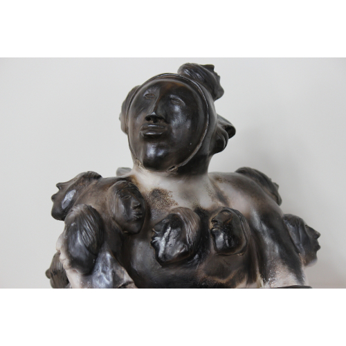 Ceramic Woman with Kudlik by Pierre Aupilardjuk from Rankin Inlet / Kangiqliniq