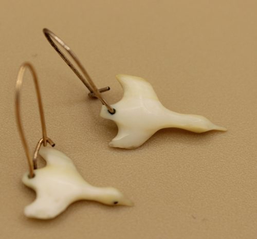 Ivory Geese Earrings by Isabella Kridluar from Repulse Bay / Naujaat