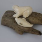 Ivory Polar Bear and Seal by Isabella Kridluar from Repulse Bay/Naujaat