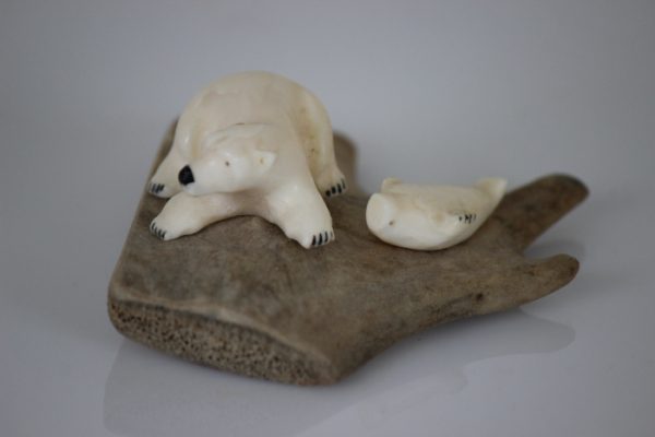 Ivory Polar Bear and Seal by Isabella Kridluar from Repulse Bay/Naujaat